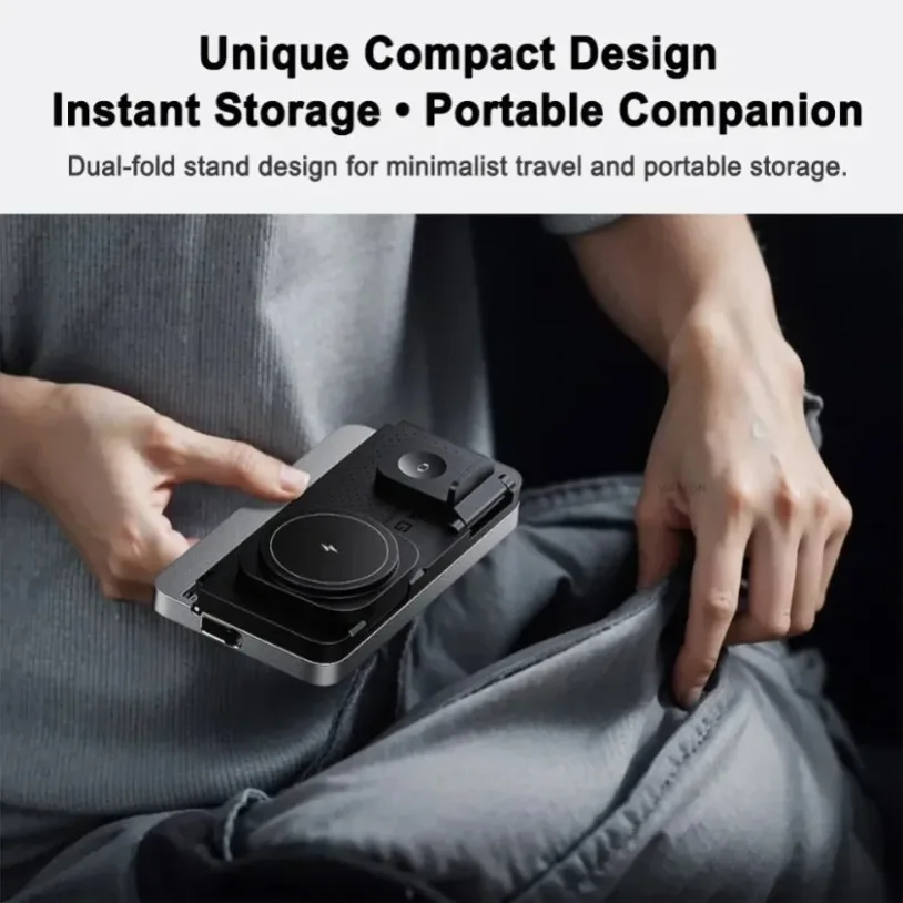 Foldable Fast Charging 6 in 1 Magnetic Wireless Charger LED Light Alarm Clock For iPhone 17~12 Pro Max Apple Watch 9 Airpods Pro