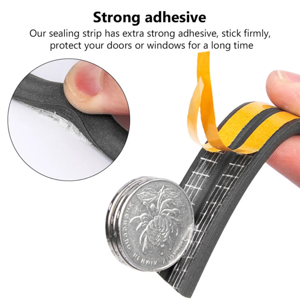 Self-adhesive DIPE Door And Window Sealing Strip Soundproof Dustproof Foam Tape Anti-Collision Rubber Weather Striping 20M/10M