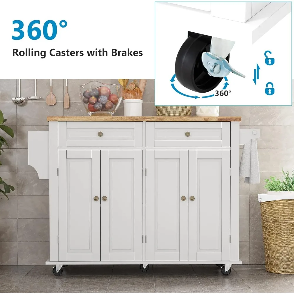 Rolling Kitchen Island with Drop Leaf – Movable Kitchen Carts on Wheels Island with Storage Cabinet, Island Table for Kitchen wi 5