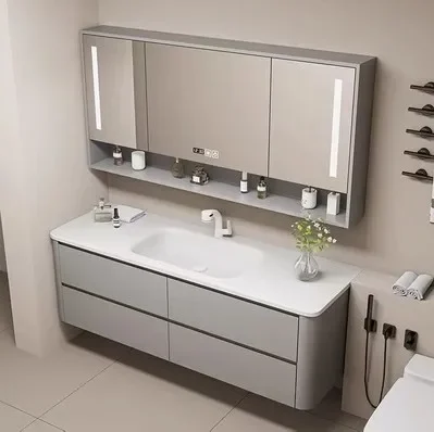 Combination Whole Washbin Skin Feeling Circular Arc Oak Paint Cabinet Body Simple Bathroom Table