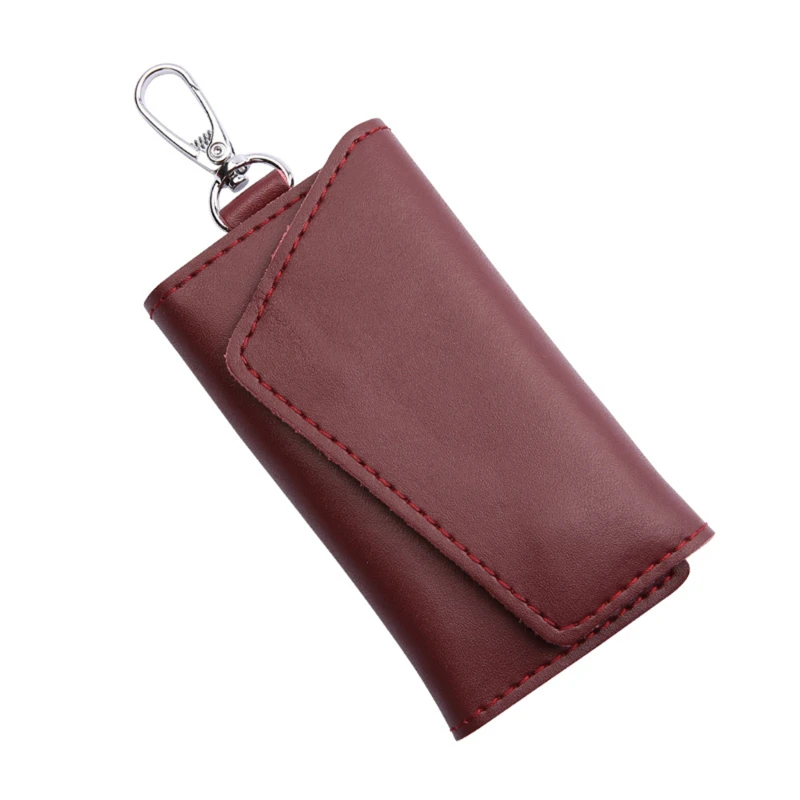Pu Leather Key Organizer Holder Pouch Cow Split Car Key Wallet Housekeeper Case Mini Card Bag