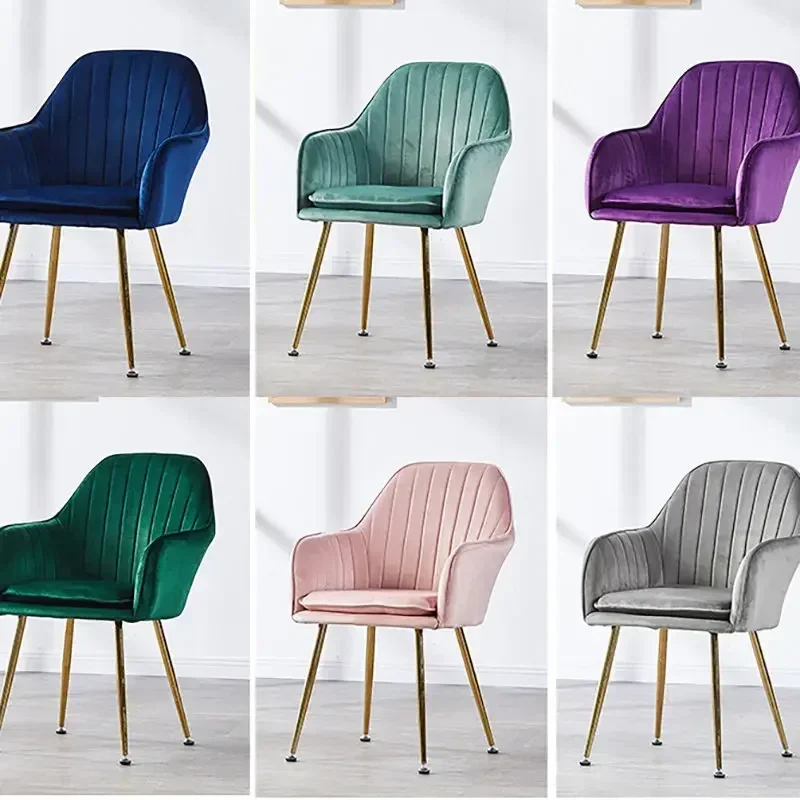 Modern Light Luxury Velvet Dining Chairs Household Living Room Chair Kitchen Furniture Home Backrest Creative Dining Room Chair