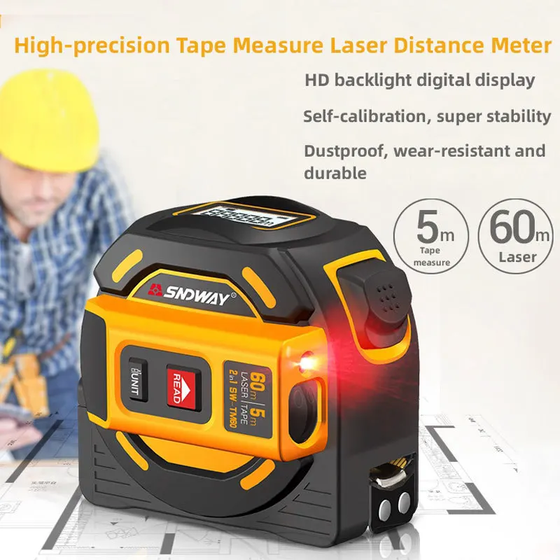 

DURABLE 40/60m High-precision Tape Measure Laser Distance Meter Smart Electronic Ruler Cross Line Measuring Instrument Tools