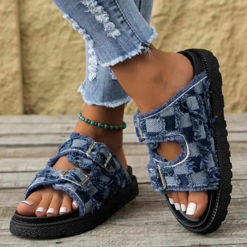 Women Slippers Summer Hot Sale Gladiator Slippers Beach Flat Walking Sandals Platform Slingback Slides Women Zapatos De Mujer — view 2