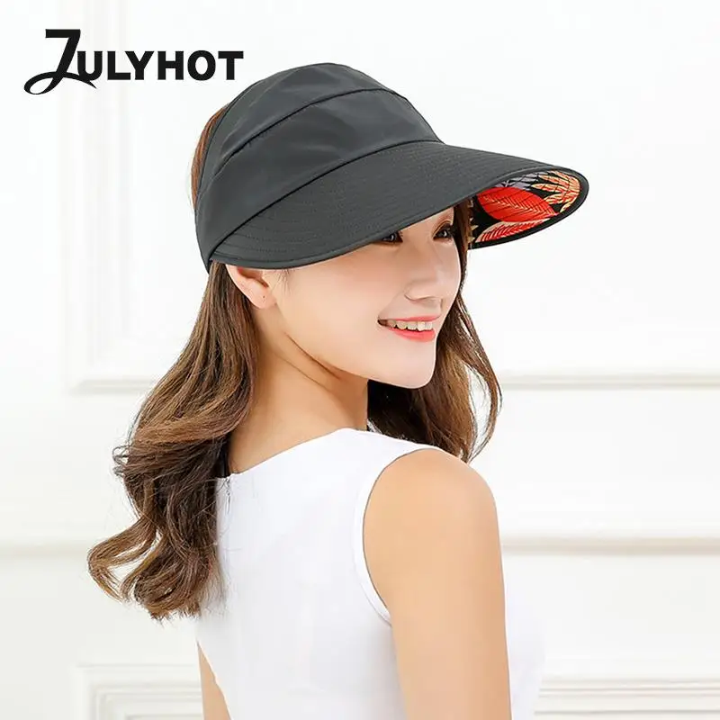 Summer Hats For Women Foldable Sun Hat Pearl Flower Polyester Visor Suncreen Floppy Cap Female Outdoor Casual Baseball Cap