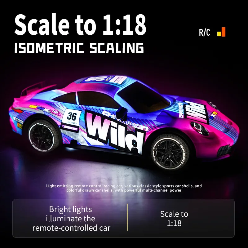 Luminous RC Drift Car 1/18 Remote Control Truck Climbing Off-road Car with Light Electric Racing Vehicle Children Birthday Gift