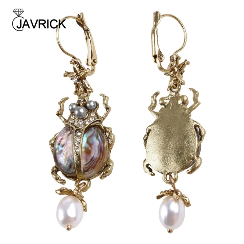 Dangle earrings drop earrings pendant earrings pearl earrings long earrings Natural Abalone Shell Earrings Freshwater Pearl Beetle Pendant Drop Earrings Beach Dangle Earring Jewelry Decor Girl Women