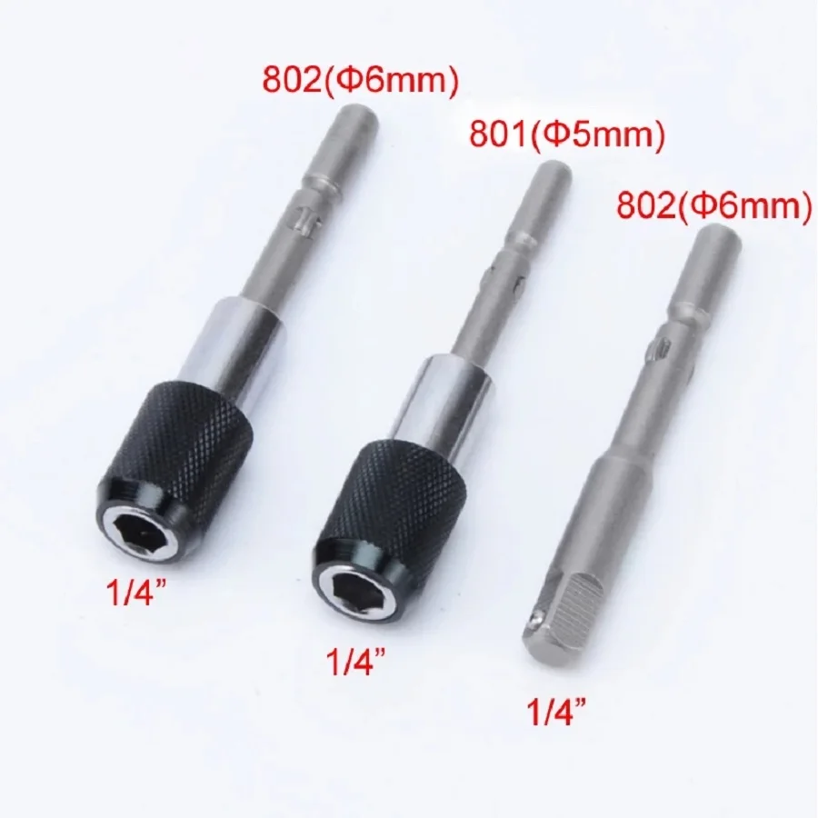 801/802 bis 1/4 Zoll feste Halterung elektrische Bohrmaschine Schraubendreher Verlängerungsstange Adapterhülse selbstsichernde Adapterstange Sockel Werkzeugteile – Detail 5