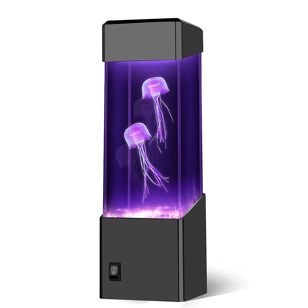 Led Jellyfish Tank Night Light Color Changing Table Lamp Aquarium Electric Mood Lava Lamp For Kids Children Gift Home Room Decor