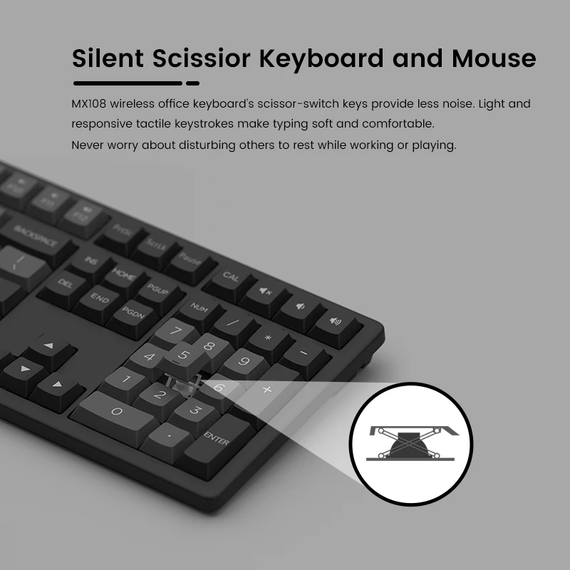 Combo de Teclado e Mouse Mecânico Teclado e Mouse sem Fio de Tamanho Completo Preto e Prata Negócios Monsgeek-mx108 - Imagem 4