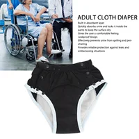 Adult Incontinence Cloth Diaper Washable Adult Diaper Leakproof Comfortable Pure Cotton Adult Incontinence Cloth Diaper Black 2