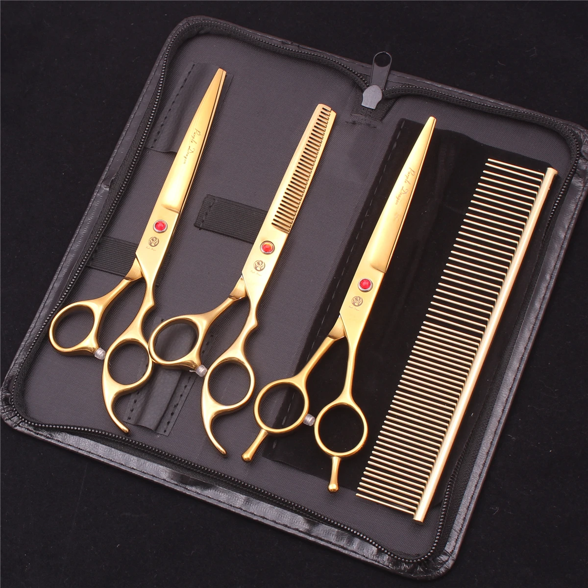 Dog Grooming Scissors Kit Purple Dragon 7.0" Japan Stainless Straight Thinning Shears Curved Pet Shears dog grooming scissors,dog grooming scissors kit