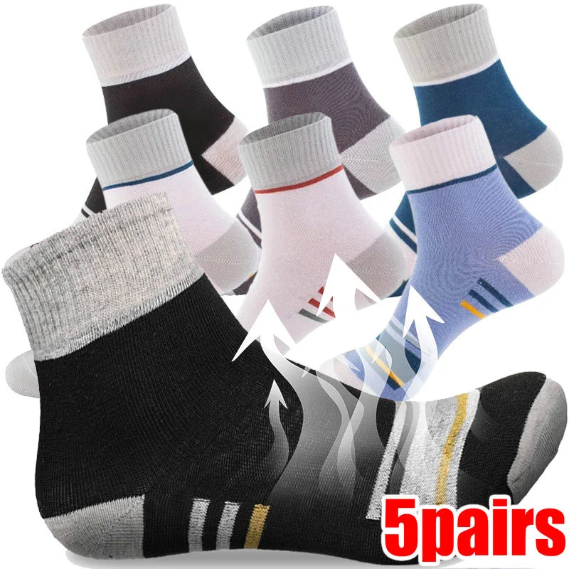 

New High Quality Men Socks Cotton Breathable Sports Stripe Casual Athletic Spring Autumn for Male Sock Plus Size