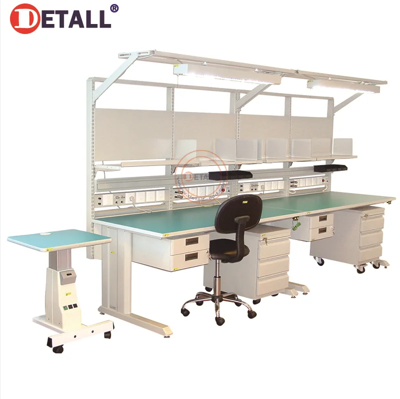 standard assembly garage lab workbenches furniture Factory ESD electronic workbench with rubber mat table top