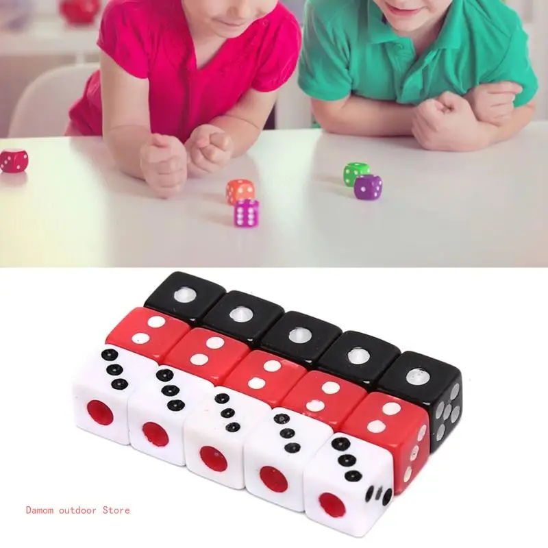 100Pcs Acrylic 6 Sided D6 Faces 8mm Digital Number Cubes Square Corner Educational DIY Board Game Props
