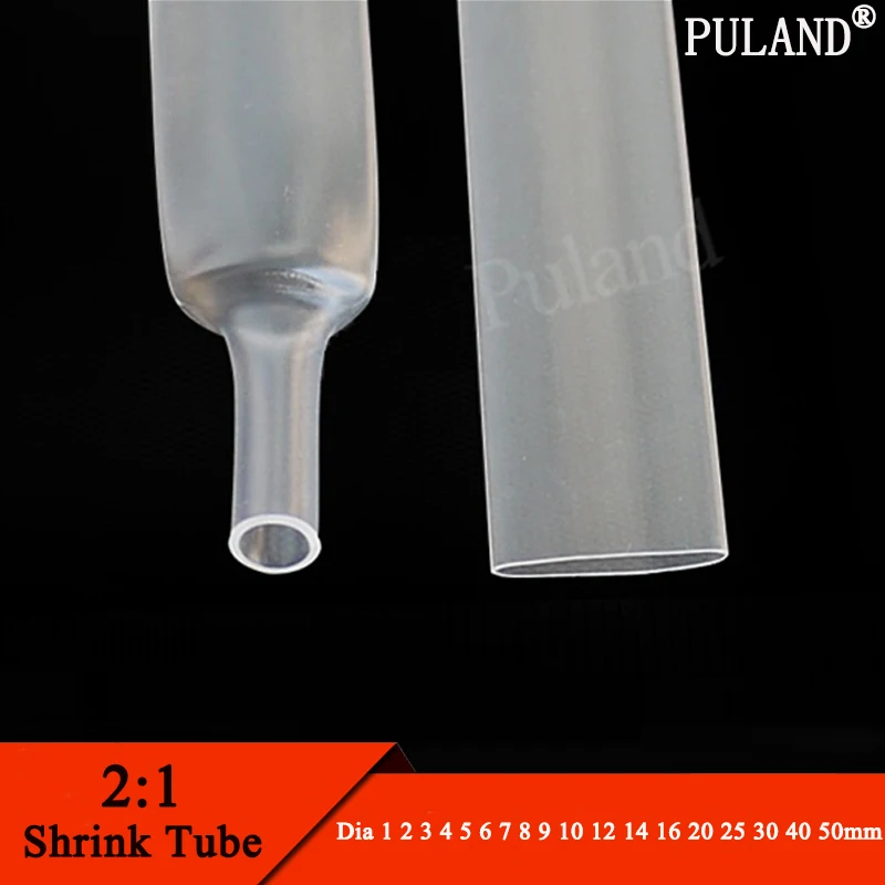 1 Meter Clear Dia 1 2 3 4 5 6 7 8 9 10 12 14 16 20 25 30 40 50 mm Heat Shrink Tube 2:1 Polyolefin Thermal Cable Sleeve Insulated