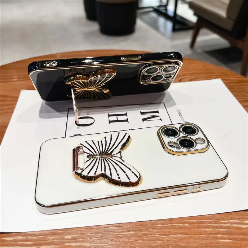 Überzug Schmetterling Halter Telefon Fall Für Samsung Galaxy S25 S24 ultra S23 Plus S22 S23FE S21FE S20 FE S10 S9Plus Weiche TPU Abdeckung_voghion.com