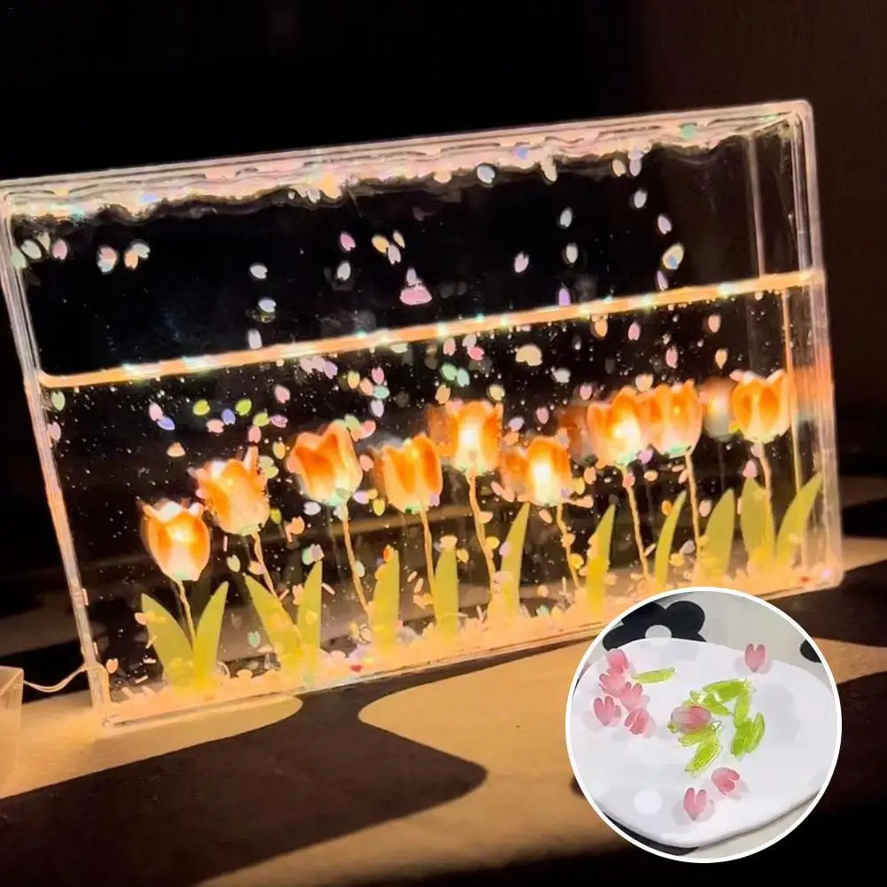 

Photo Frame Tulip LED Night Light DIY Night Lamps Bedside Sleep Light Tulip Light Bedroom Ornaments Table Lamps Birthday Gifts