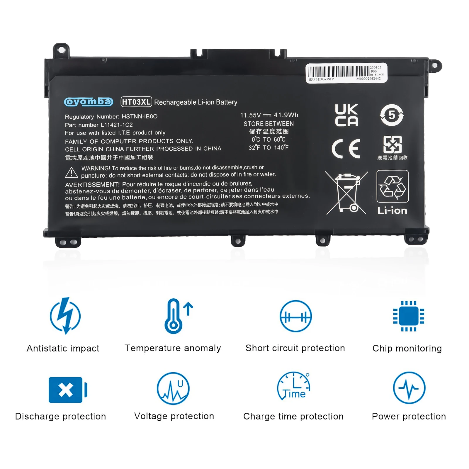 L11119-855 HT03XL Batteria für Computer portatile per HP Pavilion 4-CE 14-CF 14-CK 14-DF 14-MA 14Q-CS 15-DA 15-CS 240 245 250 – Detail 10