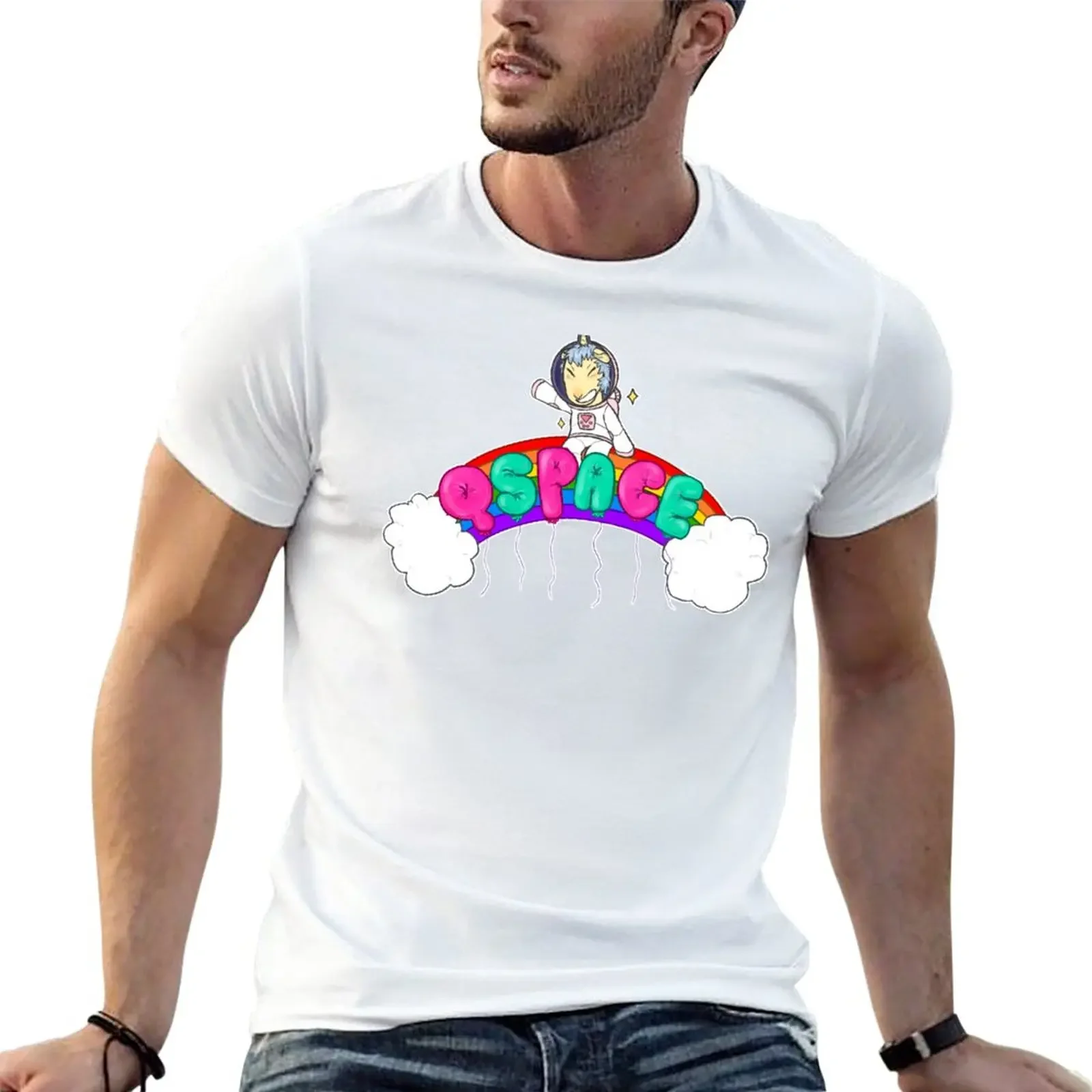 

Qspace Logo T-Shirt summer tops heavyweights quick-drying black t-shirts for men