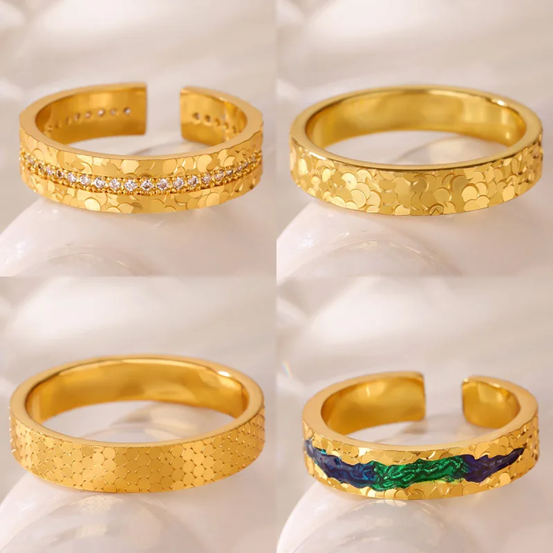 Zircon Chunky Rings Stainless Steel Women For