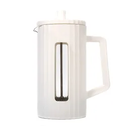 Premium French Press Coffee & Tea Brewer with Milk Frother - High Borosilicate Glass, 1000ML/600ML Capacity (White 1000ml)