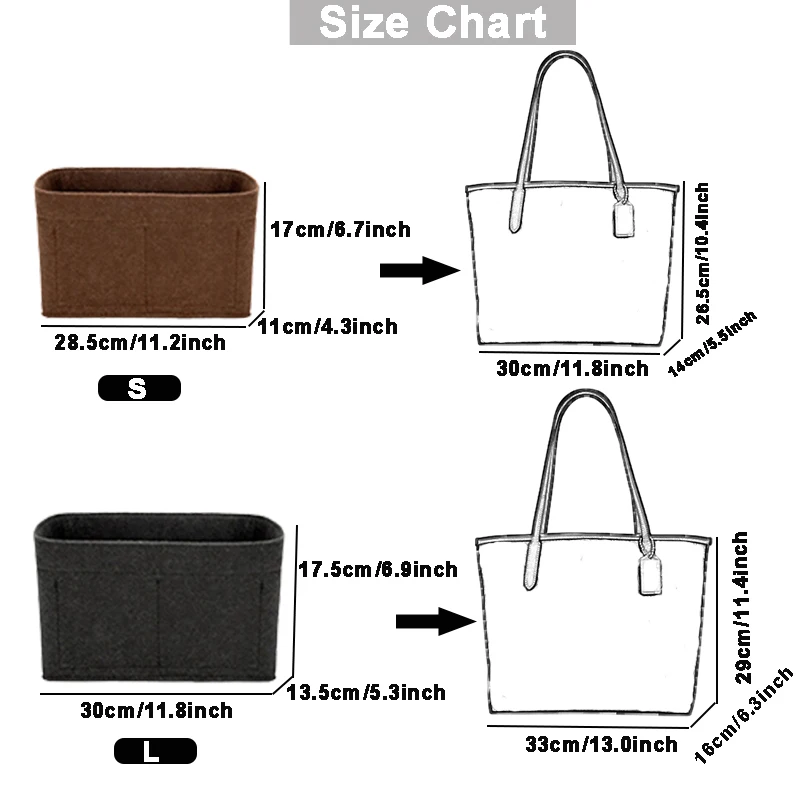 Felt Insert Bag Organizer for COCH CITY Tote Makeup Handbag Organizer Travel Inner Purse Portable Cosmetic Inside Bags 2