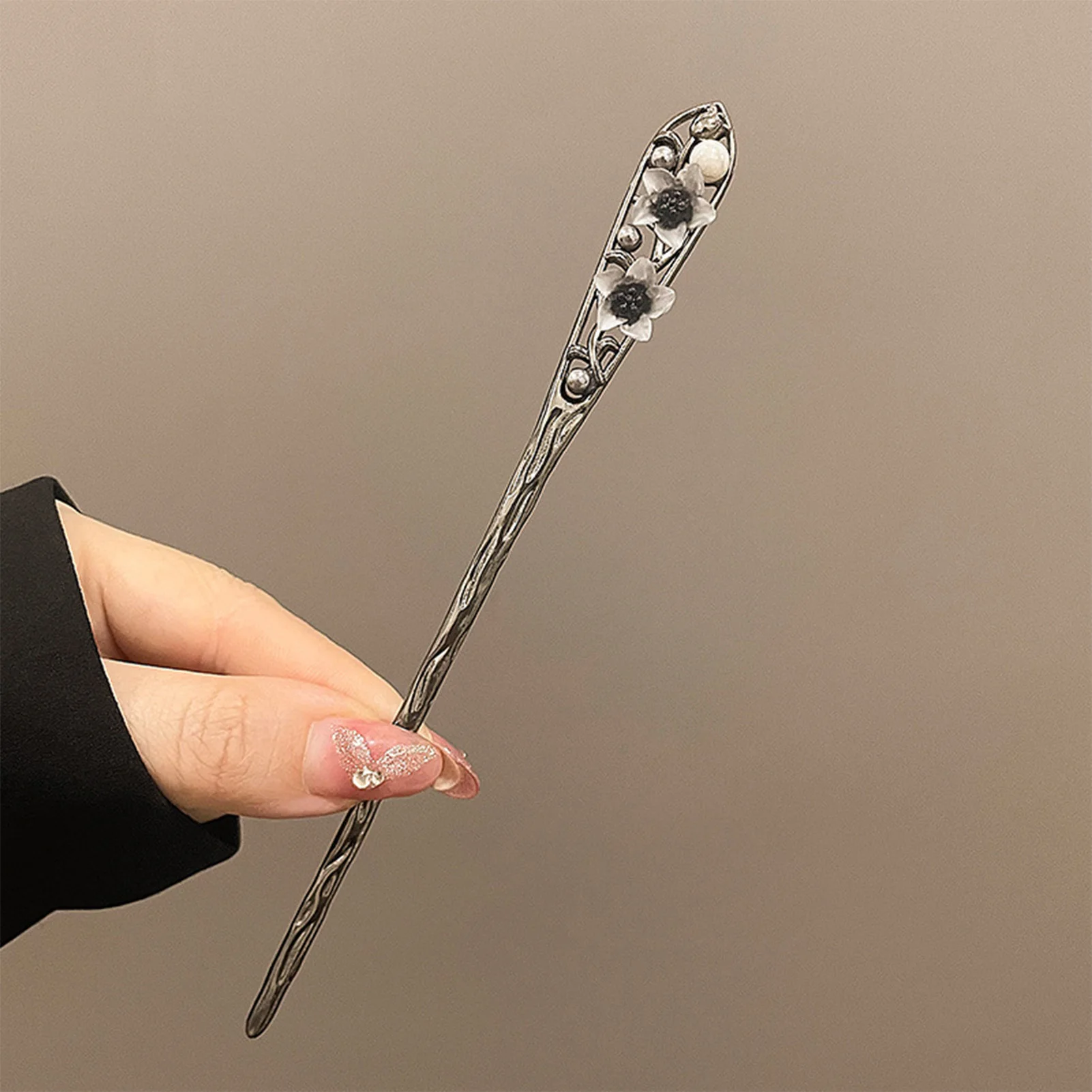 Fee Legierung Haar Sticks Gabeln Frauen Mädchen Pferdeschwanz Halter Schmuck Blume Kristall Perlen Quaste Designs Retro Chinesische Haarnadeln – Detail 2