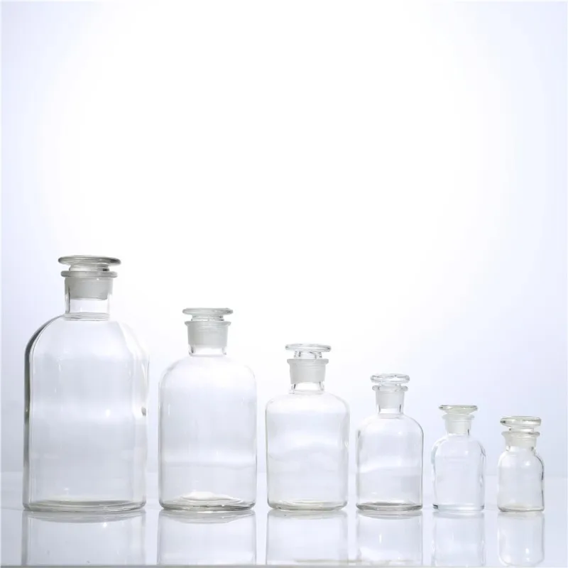 

Labs Transparence Reagent Bottle Lead-free High Borosilicate glass Narrow Neck with Stopper 30/60/125/250/500/1000ml