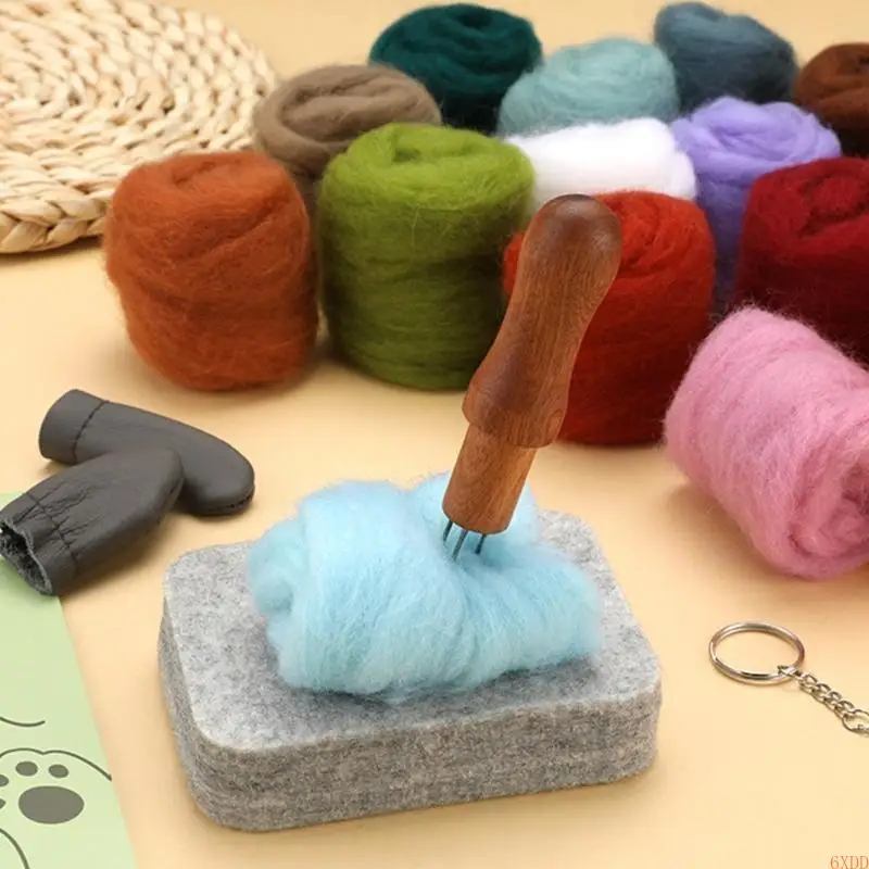 6XDD Needle Felting Supplies for Beginner with Felting Needle Instruction Wool Roving