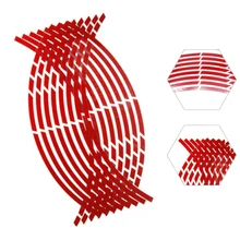 

Red 16pcs/set 18“ Stickers Car Wheel Tire Sticker Reflective Edge Strip Universal Fit For 18'' Wheel Rim Decoration Parts