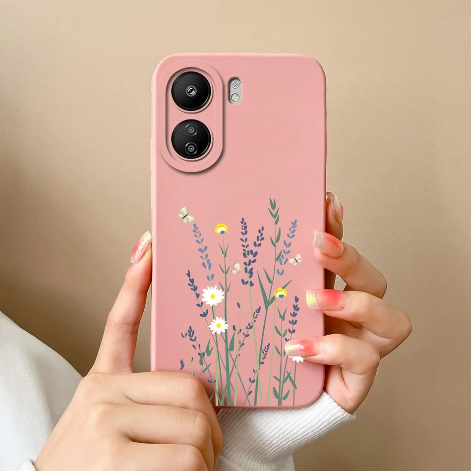Floral Design Silicone Phone Case with Enhanced Camera Protection and Anti-Drop Features