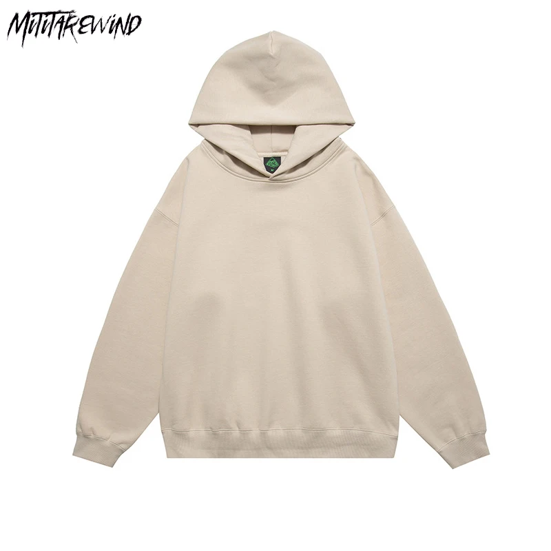 

Casual Solid Loose Oversized Thick Hooded Couple Streetwear Autumn Long Sleeve Korean High Street Harajuku Pullover Sweatshirts