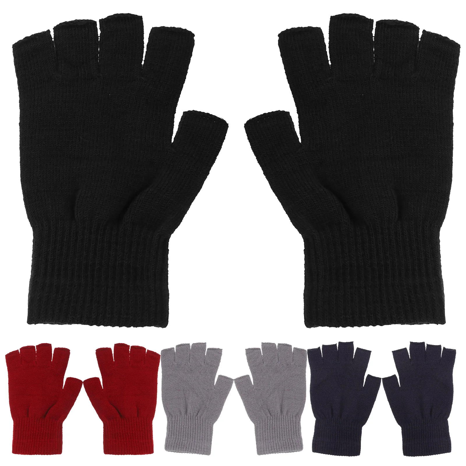 

4 Pairs Half-finger Gloves Warm Fingerless for Women Apparel Knitted Mittens Acrylic Outdoor Man Riding