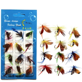 12-Pcs Fly Fishing Lure Set – Natural Insect Dry Flies with Sharpened Hooks for Trout, Carp & Topwater Fishing 1