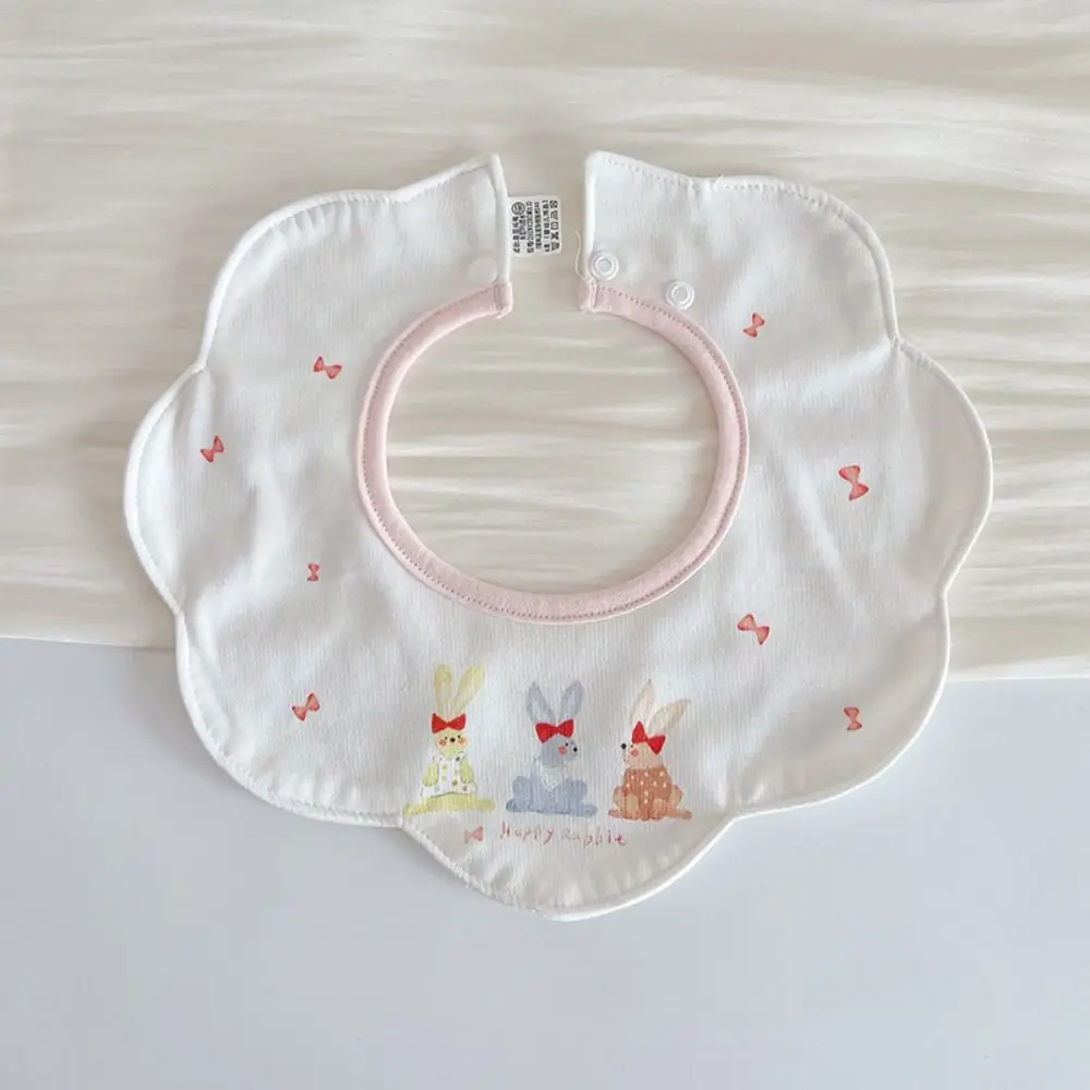 Cartoon Anti-vomiting Bibs Flower Shape Rotatable Baby Drooling Bibs Round Neck Cotton Yarn Saliva Towel Neck Wear Accessories