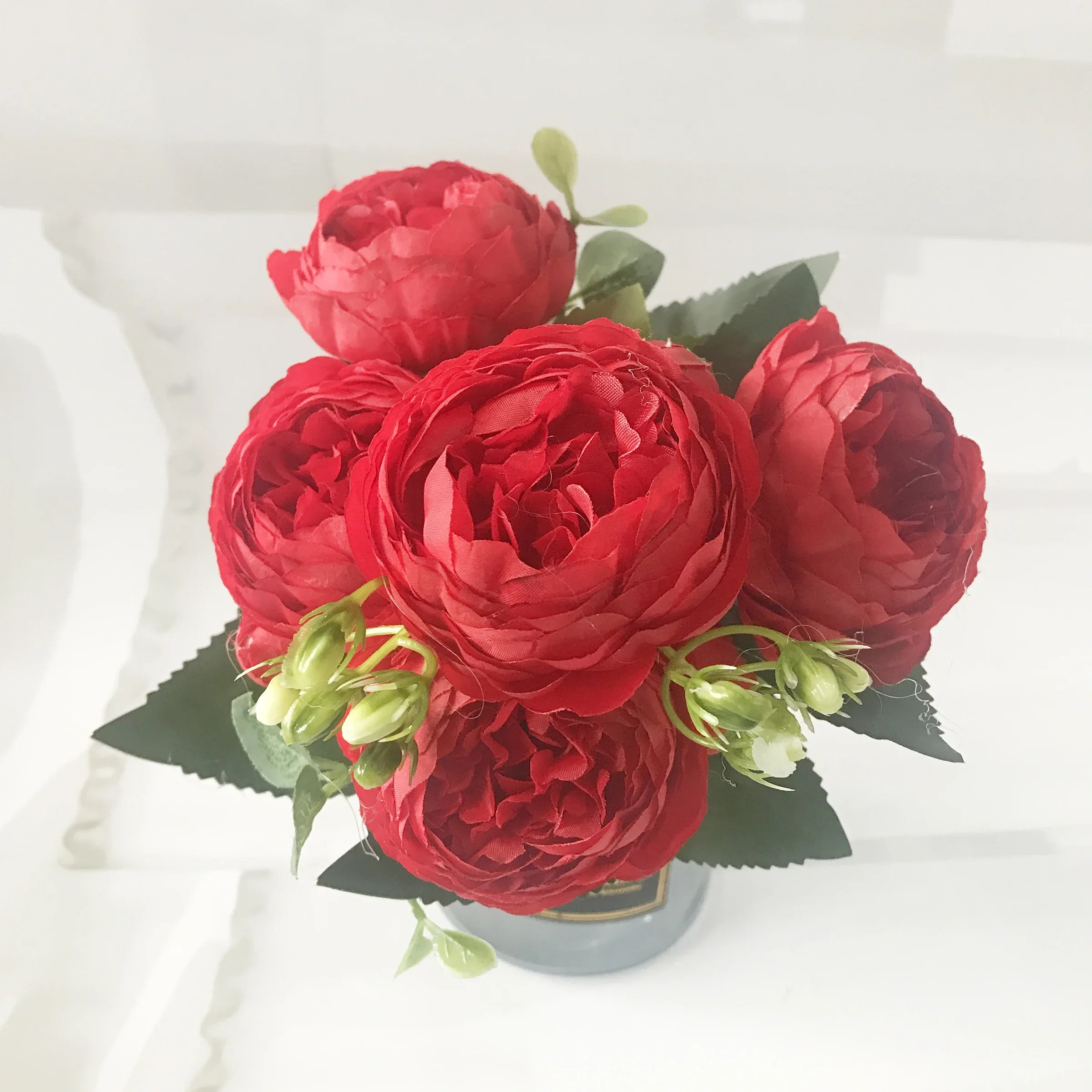 Rose Pink Silk Peony Artificial Flower Bouquet - Elegant Home & Wedding Decor