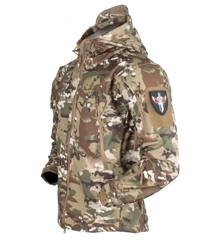 thumbnail image 1 of Chaquetas de senderismo de otoño para hombre, chaquetas polares de camuflaje, ropa táctica, cortavientos de camuflaje para hombre 2024, 1 of 5