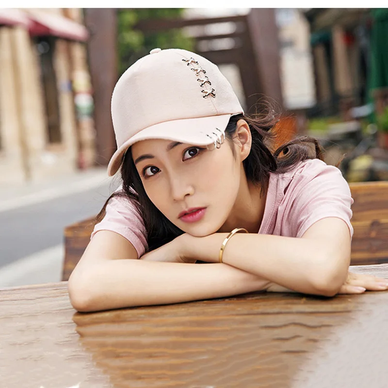 Hot Sale Unisex Y2K Cap Solide Plain Baseball Cap Outstreet Women Cross Metal Decoration Cap Female Trendy Hat