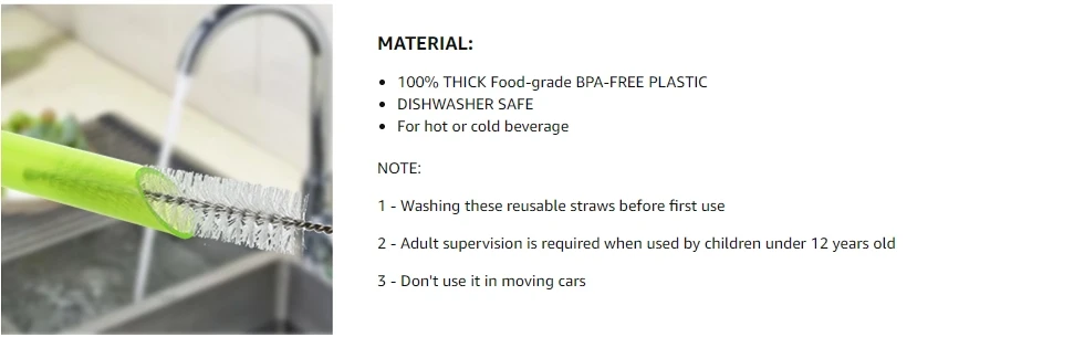 Description Picture 4 of item[Angled Tips],8 PCs Reusable Boba Straws and Smoothie Straws, Multi Colors, Jumbo Wide Reusable Straws, BPA Free, Food-Grade