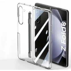 Matte Solid Color Slim Business Case with Stylus Holder and Screen Protector for Galaxy Z Fold 8 Ultra (Clear)