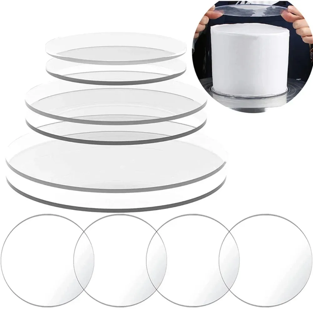 Reusable Acrylic Cake Topper Round Happy Birthday Cake Base Plate For Layered Cakes Decorating Tools