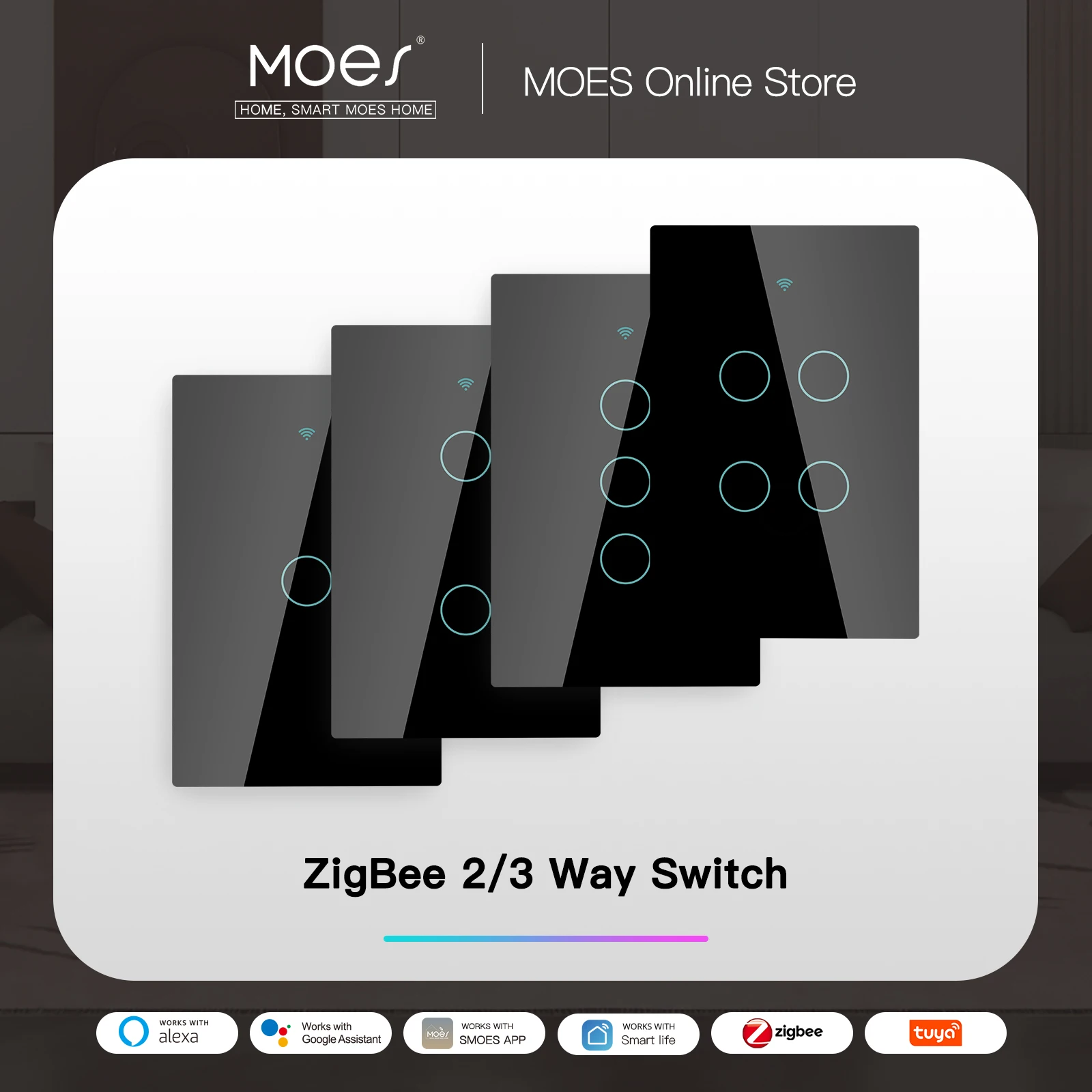 Tuya Zigbee Wall Touch Smart Light Switch Con Neutro/No Neutro, Nessun Condensatore Smart Life/Tuya Funziona Con Alexa,Google 2/3 Way