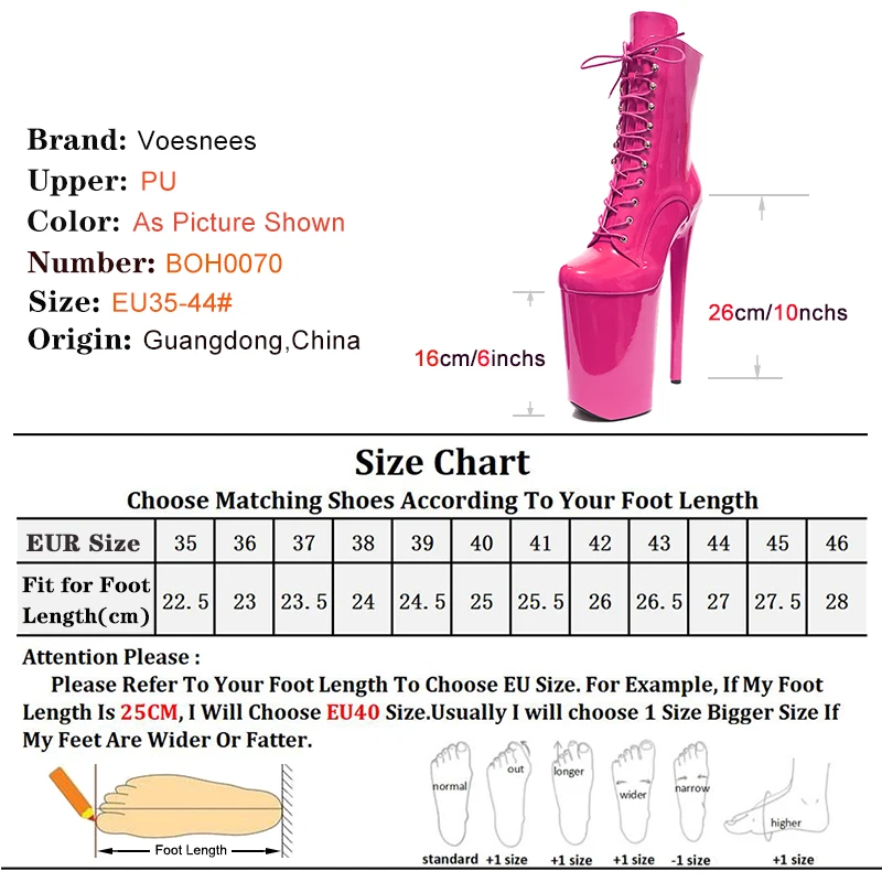 26cm/10inchs Women Modern Boots Super High Heels Lace Up Stiletto Patent Leather Zipper Pole Dance Ankle Boot Striptease Shoes