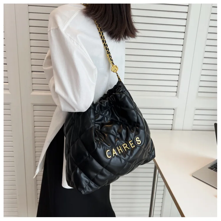 Large Capacity Luxury Designer Handbag High Quality Tote Bag for Women Soft Leather Chain Shoulder Bags Female Vintage Purse