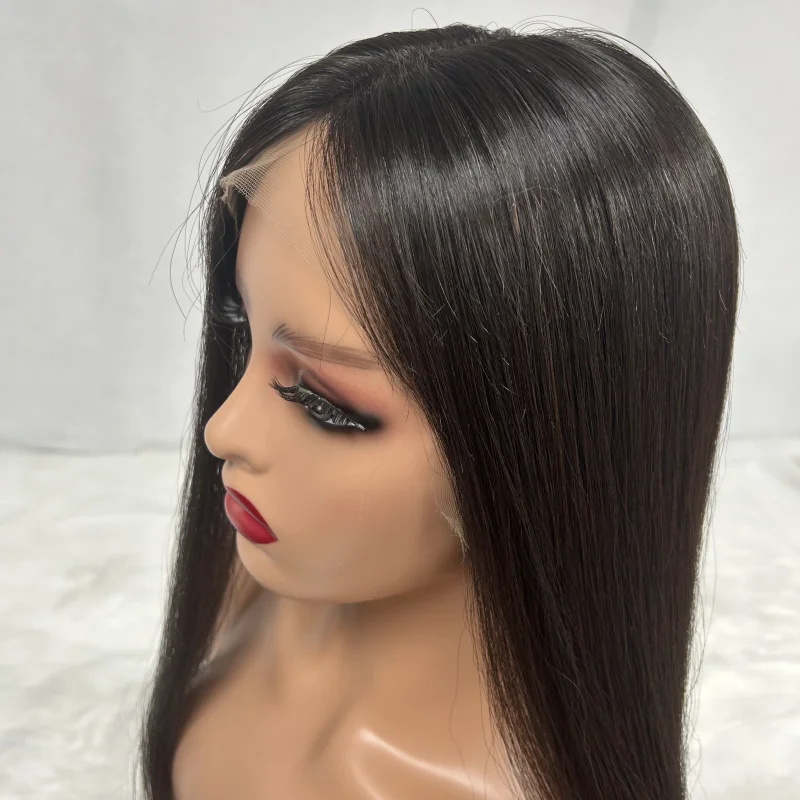 Lace Front Virgin Human Hair wig Natural Color Long Hair Straight Style Full Volume Pieces Pre-plucked Hairline