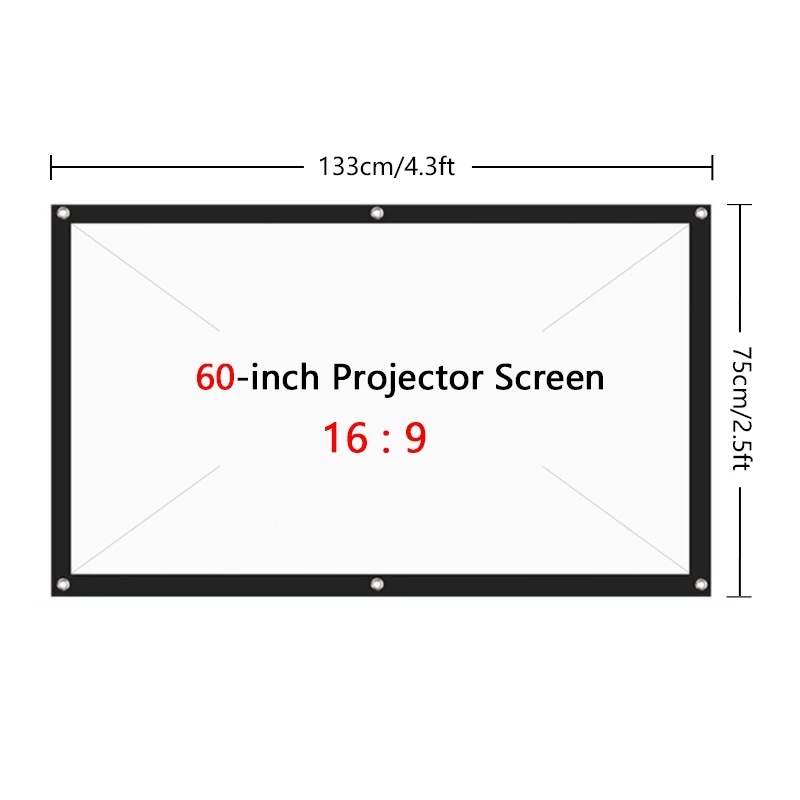 Portable Projector Screen Simple Curtain Anti-Light 60/72/84/120/150 Inch Canvas For Projector For Home Outdoor Office Projector