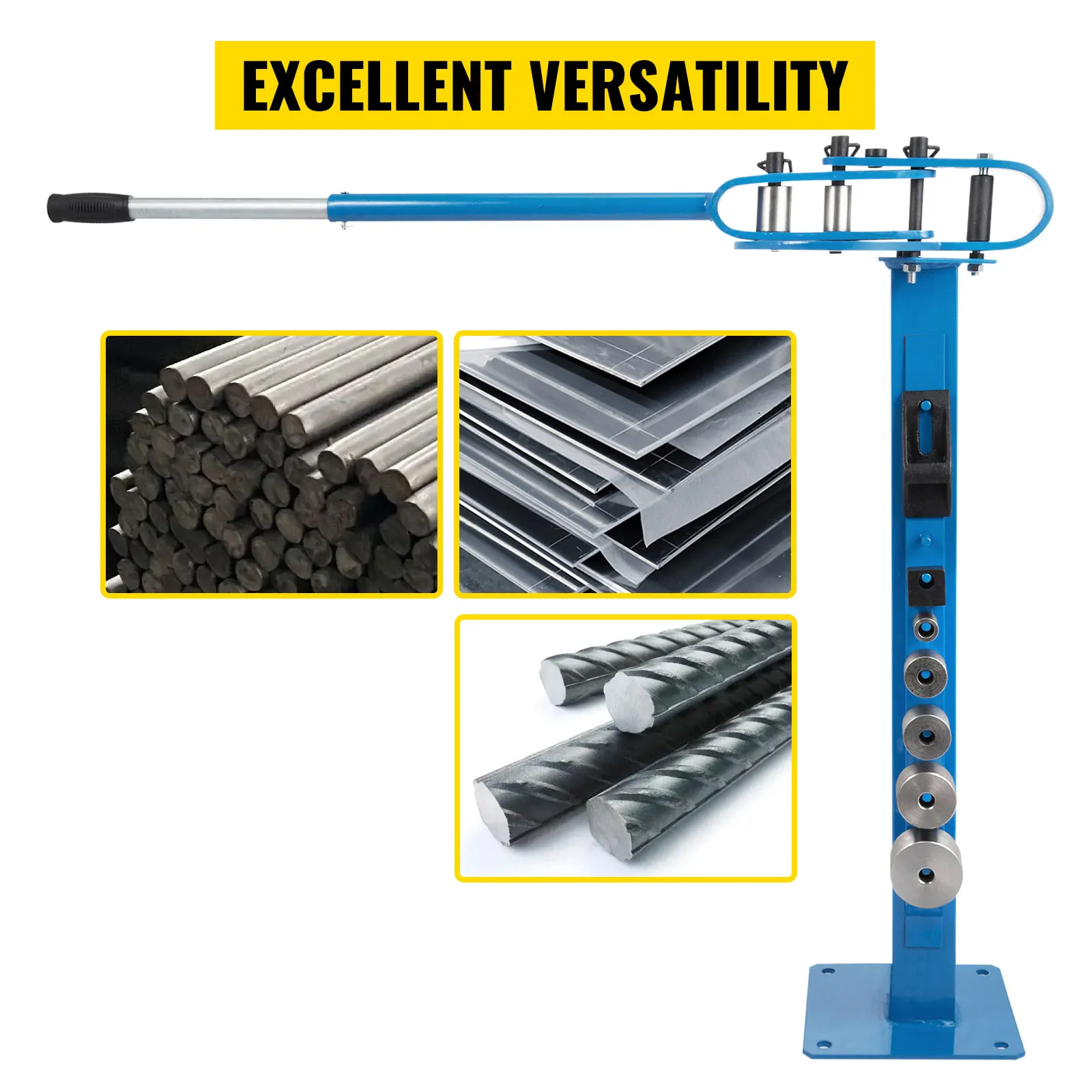 SucceBuy YP-38 Floor Mounted Compact Bender w/ 7 Dies Mutifunctional Telescopic Rubber Handle Copper Steel Tube Bending Tool