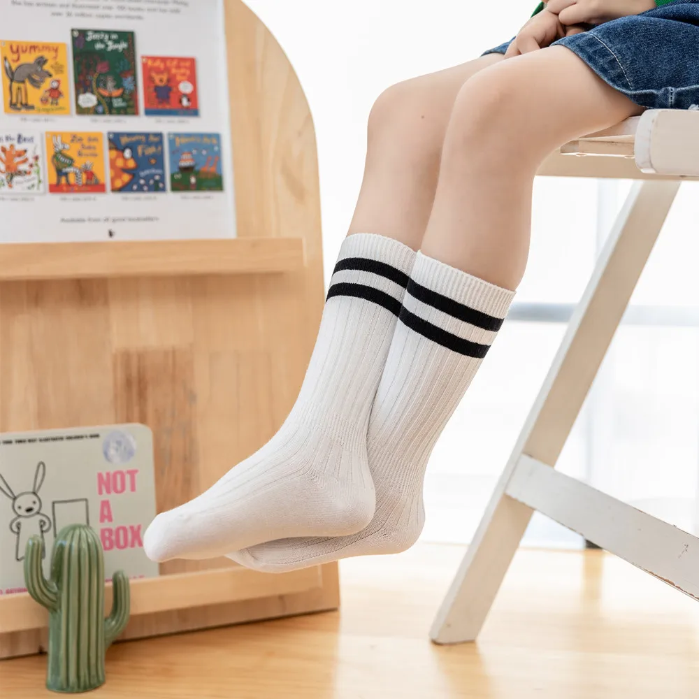 Kids Socks 1 Pair Cotton Children Black and White Stripes