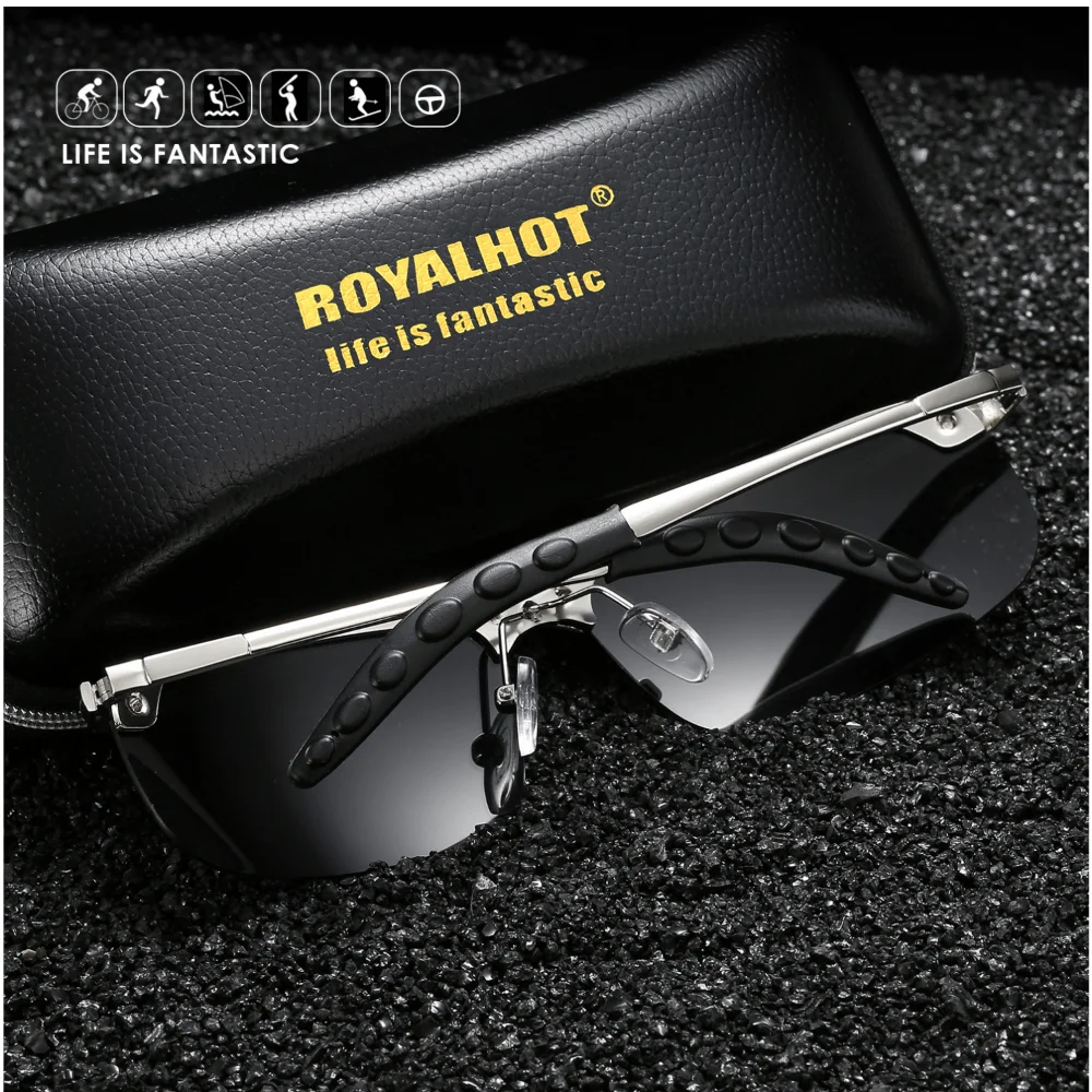 RoyalHot 남녀공용 편광 알로이 직사각형 프레임 선글라스, 운전용 선글라스, 남성 P10013